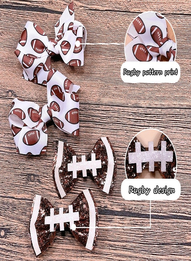 JDRGJTH 4PCS American Football Hair Clip,Cute Bowknot Hair Clips Accessories for Women Decoration,Sports-themed Football Hair Bows,Bowknot Hair Clips for Sports Party Hair Accessories - Image 3